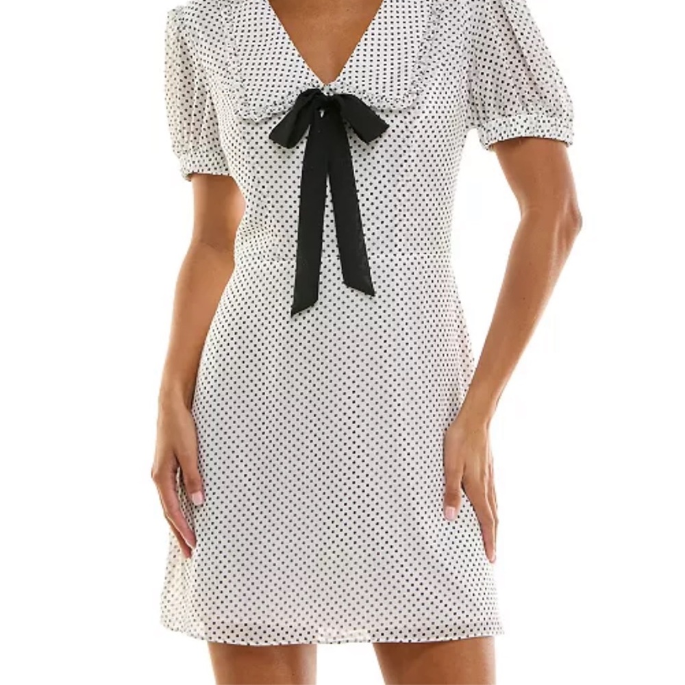 Black & White Polka Dot Dress with black bow Kaylia Reformation lookalike Macy’s